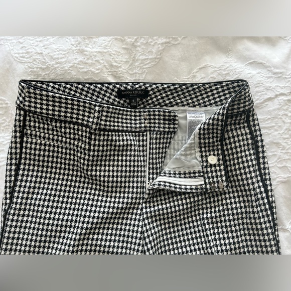 Banana Republic Women’s Sloan B&W Houndstooth & Faux Leather Trim Pants Size 6 - Picture 5 of 9
